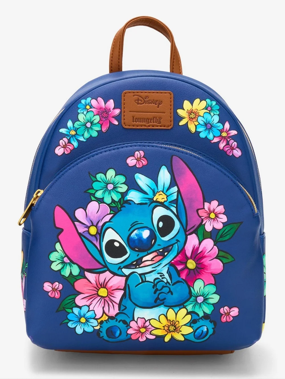 Loungefly Disney Navy Blue Stitch Floral Mini Backpack NWT